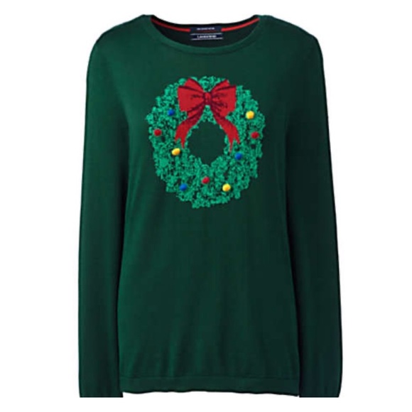 Lands’ End Pompom Wreath Sweater - Picture 8 of 8